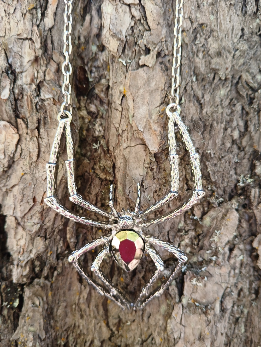 Gothic Oversized Silver Spider Necklace Pendant Charm Halloween
